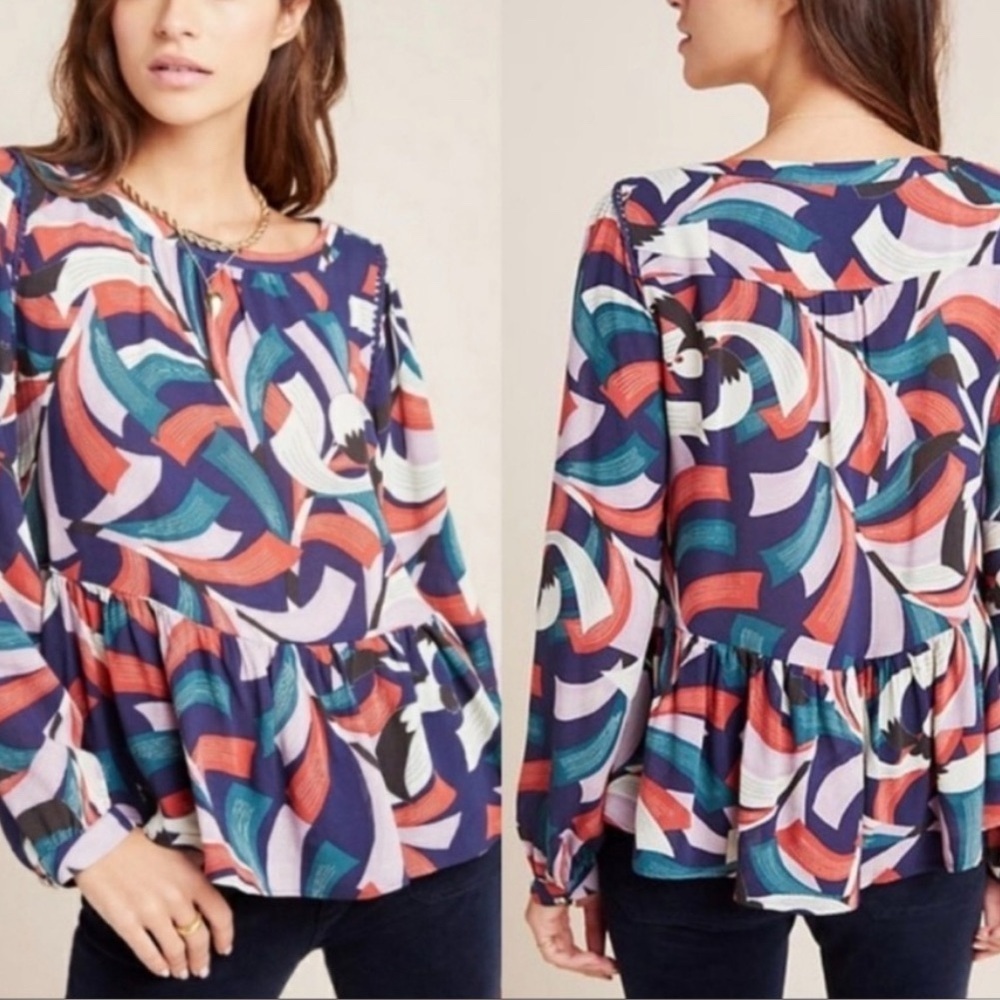 Anthropologie Maeve Cheyenne Peplum Blouse